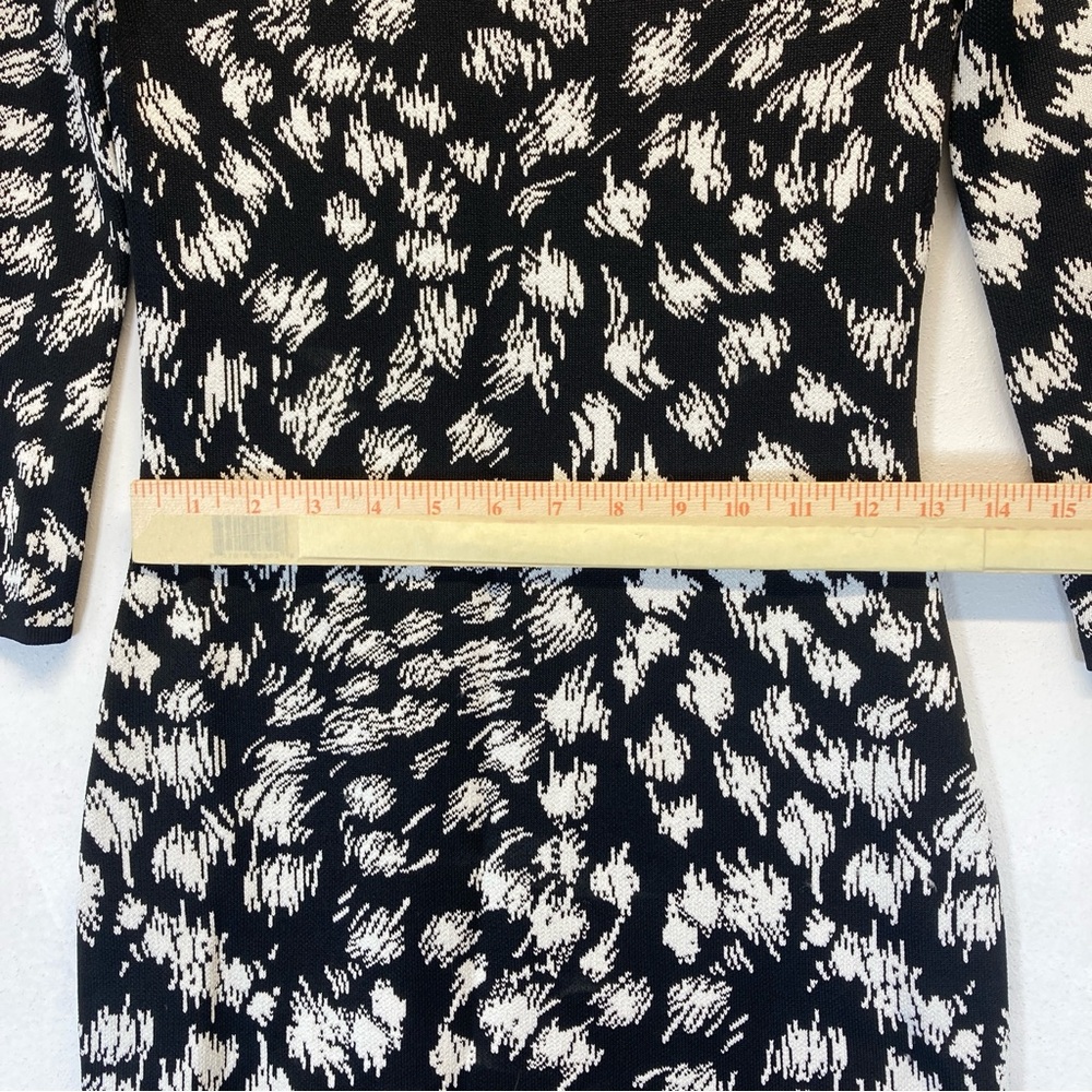 Trina Turk Women's Midi Dress White/Black Long Sleeve Size S Print Abstracto - Picture 10 of 16
